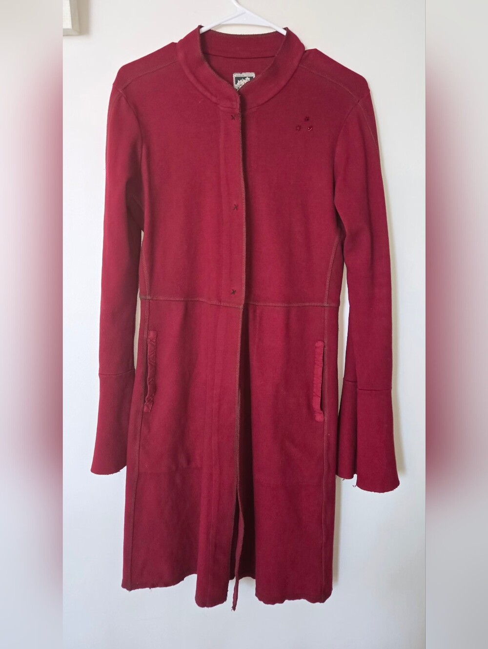 Vintage Burning Torch x Anthropologie Red Cotton Duster Jacket Coat Y2K - Size M